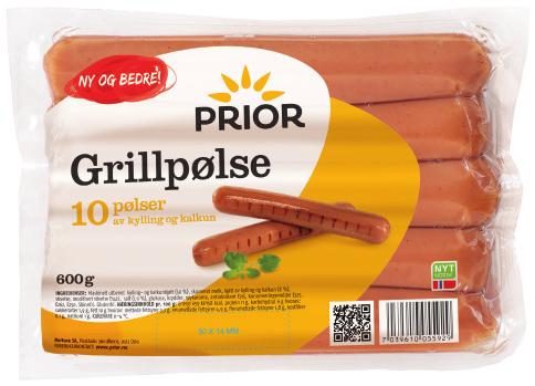 Prior Grillpølse 158 kcal Kan serveres året rundt og tilberedes enten på grillen