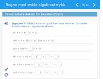 med enkle algebrauttrykk Side 4: Felles bokstavfaktor for bokstavuttrykk