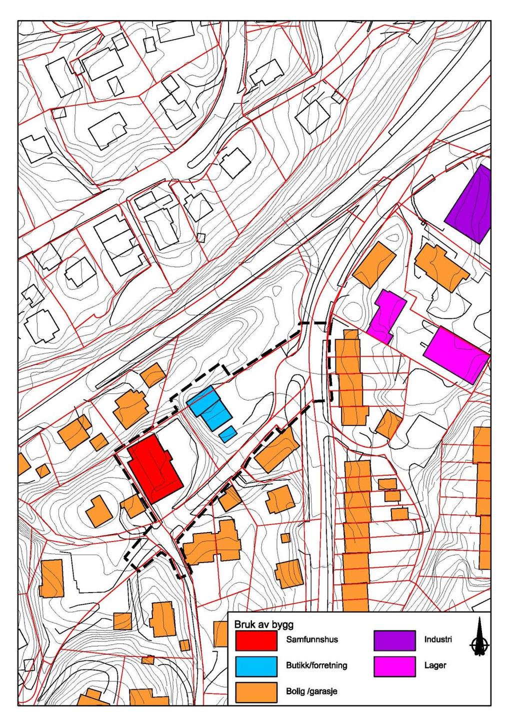 Del 3 Bebyggelsesstruktur Bebyggelsesstrukturen innenfor omtaleområdet er bestående av et samfunnshus (Nesttunhallen), og butikk/forretningsbygning.