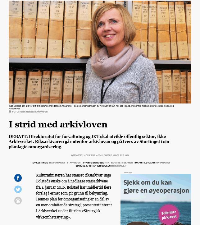 Stavanger Aftenblad 16 desember 2015: Jeg var rimelig sinna da jeg så denne!