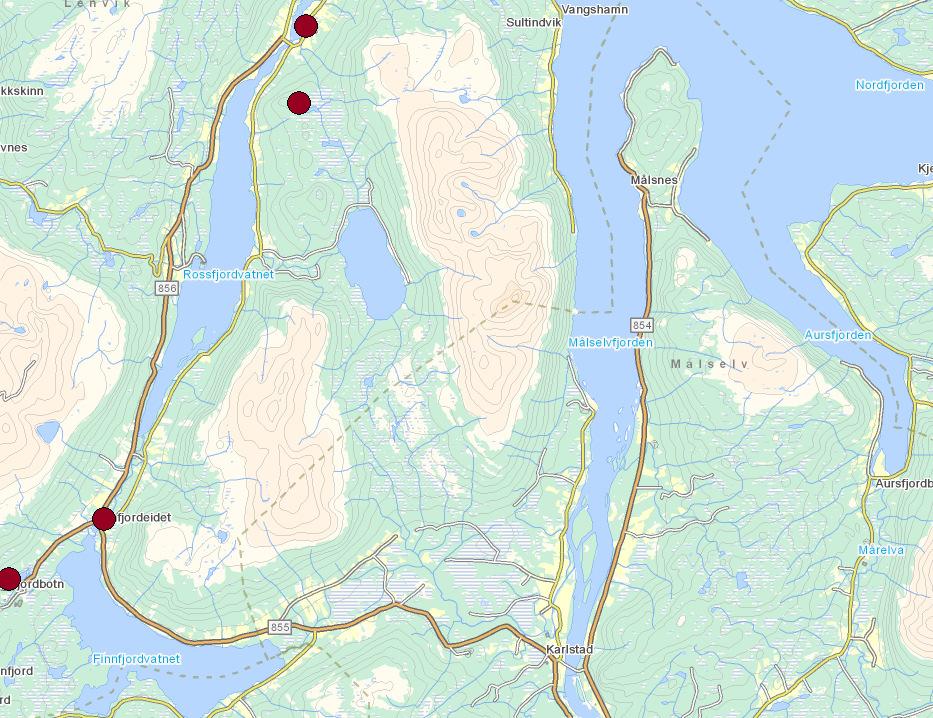 Lenvik kommune Figur 14 Registrerte lokaliteter med forurenset grunn innenfor vannområdet i Lenvik kommune Det er ikke registrert lokaliteter med forurenset grunn innenfor vannområdet i Balsfjord