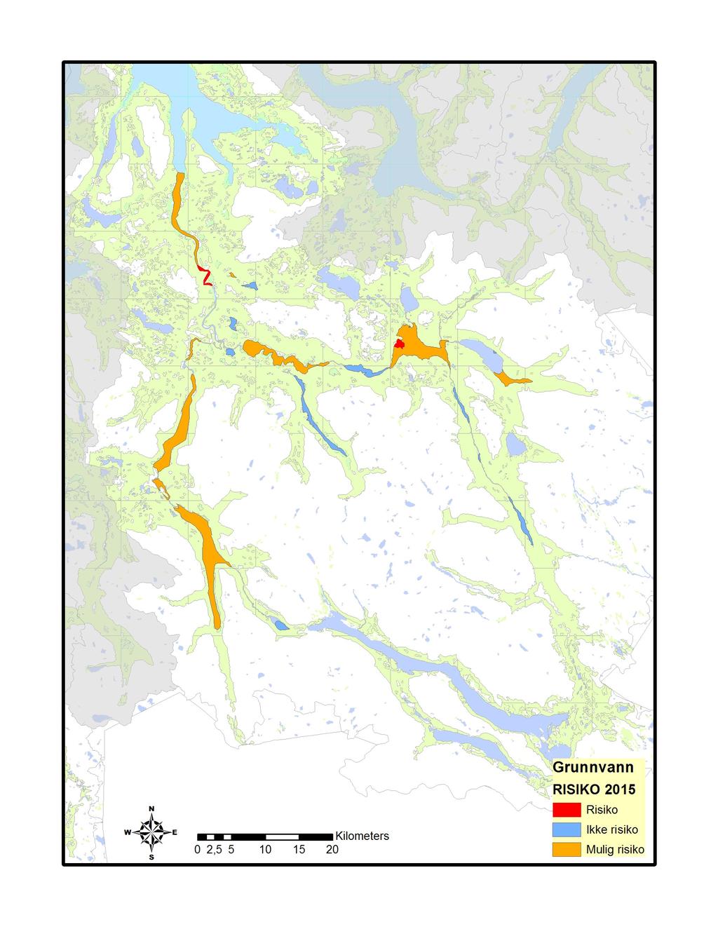 Figur 19 Kartutsnitt som viser utbredelse av grunnvannsressurser i vannområdet Bardu- /Målselvvassdraget Malangen og karakteriseringen av disse. 12.