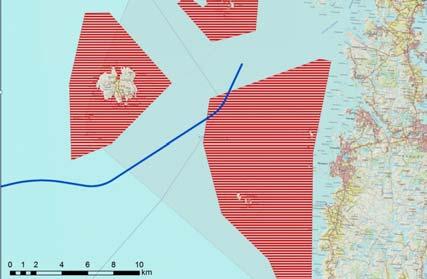 Sårbare områder og forekomster: Viktige områder for naturressurser og naturvernområder nær kysten er vist i Figur 3-7. Gassrøret vil ikke krysse viktige områder for sjøfugl eller sjøpattedyr.