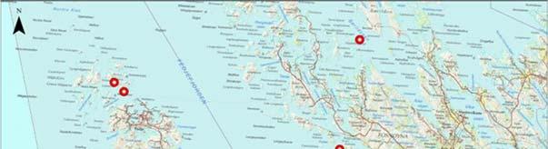 Figur 6-5 Oppdrettsanlegg i nærheten av oljerøret (markert med nr. 1) 6.2.2 Gassrørledning Influensområdet for gassrørledningen ligger i et eksponert havområde, og er lite egnet for akvakultur.