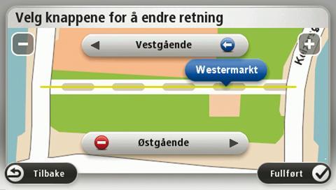 plassering. Du kan velge en gate etter navnet, en gate i nærheten av dit hjemsted eller en gate på kartet. 3. Velg den gaten eller delen av en gaten du vil korrigere ved å trykke på den på kartet.