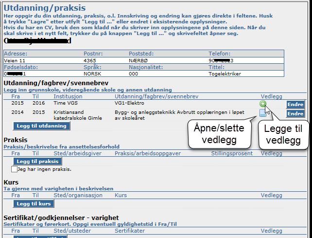 så detaljert som mulig all praksis du har Stillingsprosent stå tomt Klikk på Lagre når du er ferdig, og klikk