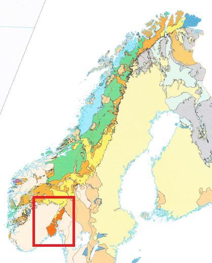 1 Det sørøstnorske mosaikk - landskap Av figurene 13, 14 og 15 går det fram at det sørøstnorske landskapet synes som en mosaikk bestående av ulike berggrunnsdannene bergarter, kværtære avsetninger,