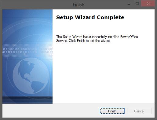 8 PowerOffice Server Service Installasjon av PowerOffice Mobile Server er nå ferdig. Trykk Finish for å avslutte installasjons veilederen. 1.