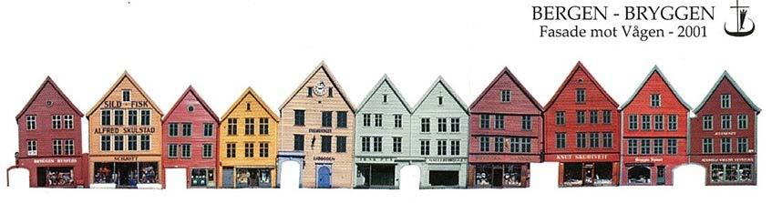 1.1 Vestfasaden Utsnitt av et postkort utgitt av Stiftelsen Bryggen 6 (etter 2001) som viser de aktuelle fasadene for de enkelte bygningsrekkene som er hoveddelen av verdenskulturminnet Bryggen i
