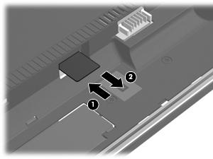 7. Trykk SIM-kortet inn (1), og ta det deretter ut av sporet (2). 8. Sett på plass batteriet. 9.