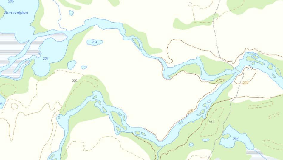 9 Lákšjohka ved samløpet - forslag til forbudssone Gurtejohka Lákšjohka Deavkkehanjohka 10 Forslag til forbudssone: Fra