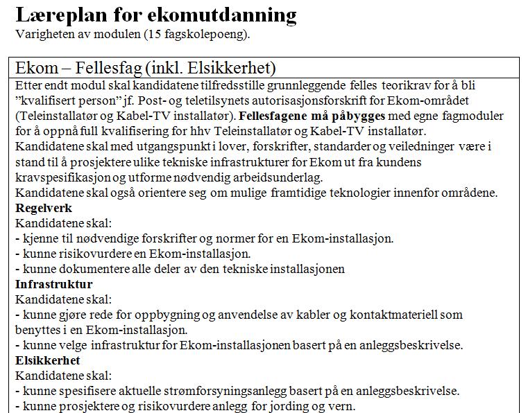 Ekommodul 2007 > Modul i fagskole (15 fagskolepoeng) Bransje, fagskole og myndighet Offentlig