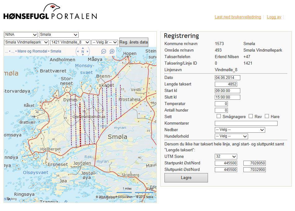 Når du har fylt inn de nødvendige felter klikker du på «Lagre». Dersom noen av feltene er feil utfylt (f.eks. med ugyldige verdier) vil du få beskjed om dette.