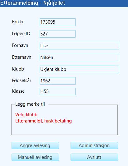 Side 17 12 Etteranmelding og korreksjoner 12.1 Registrere en brikke La en og en løper registrere sin brikke på etteranmeldingsenheten. Det er ikke nødvendig å legge brikken helt nedpå for å lese den.