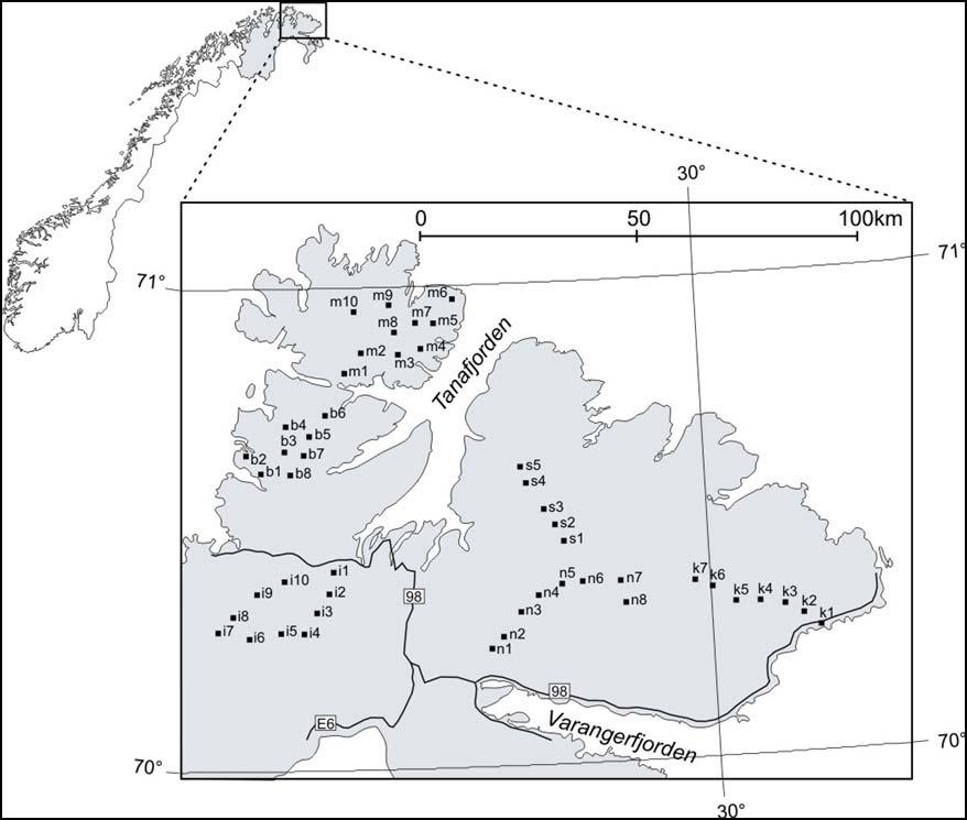 7 Figur 8. Plasseringen av de 48 fotoboksstasjonene i tiltaks- og referanseområdene.