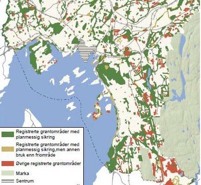 Bærekraftige byer krever at tiltak som fortetting blir planlagt på en slik måte at man kan ta vare på grøntområdene. overvann. Figur 18 : Prosentvis endring for en 200-årsflom i Norge.