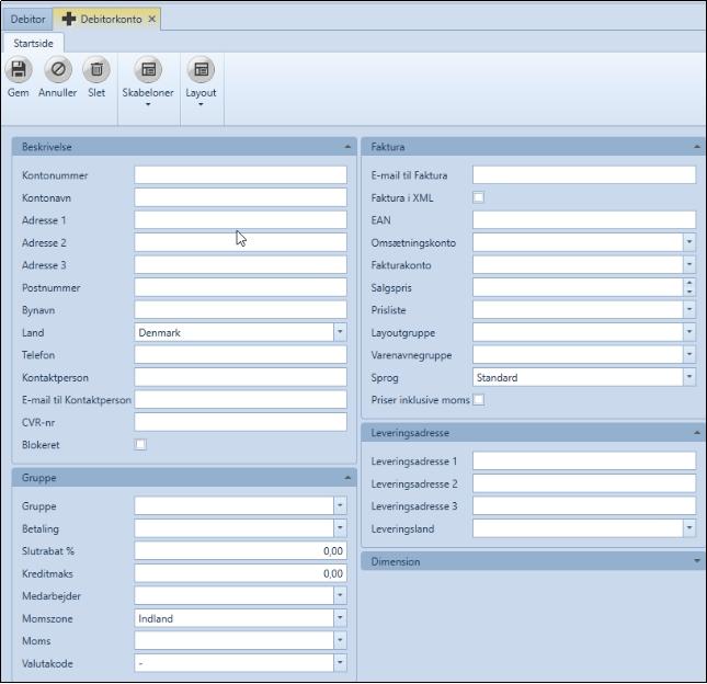 Beskrivelser Her utfyller du din kundes stamdata. Kontonummer: Maks 20 tegn. Kontonavn: Navn eller firmanavn på kunde Adresse 1, 2 og 3: Gadenavn, nummer og evt.