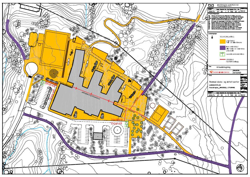 Oversiktsplan universell utforming Rommen skole- og