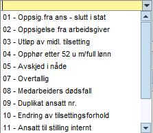 YHR_FRATREDELSE Ansattnummeret kan registreres direkte i feltet og deretter trykke Enter, eller søkes opp ved å åpne valgboksen i enden av