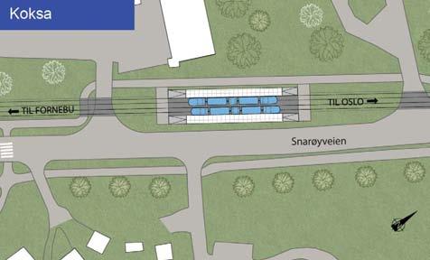 Rolfsbuktveien Figur 28 Holdeplass ved Koksa Holdeplassen ved Koksa etableres med sidestilte plattformer med nødvendig tilknytning til G/Sveisystemet i området.