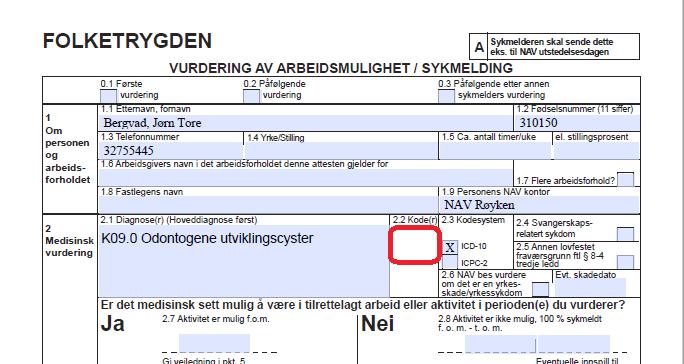 HELSESKJEMA FLERE FELT LAGT TIL.