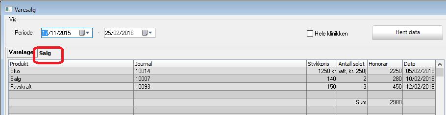 Fanen Varelager ved siden av vil vise salg som er gjort på vanlig måte. ENDRINGSLOGG FOR VERSJON 2016.145.0 29.