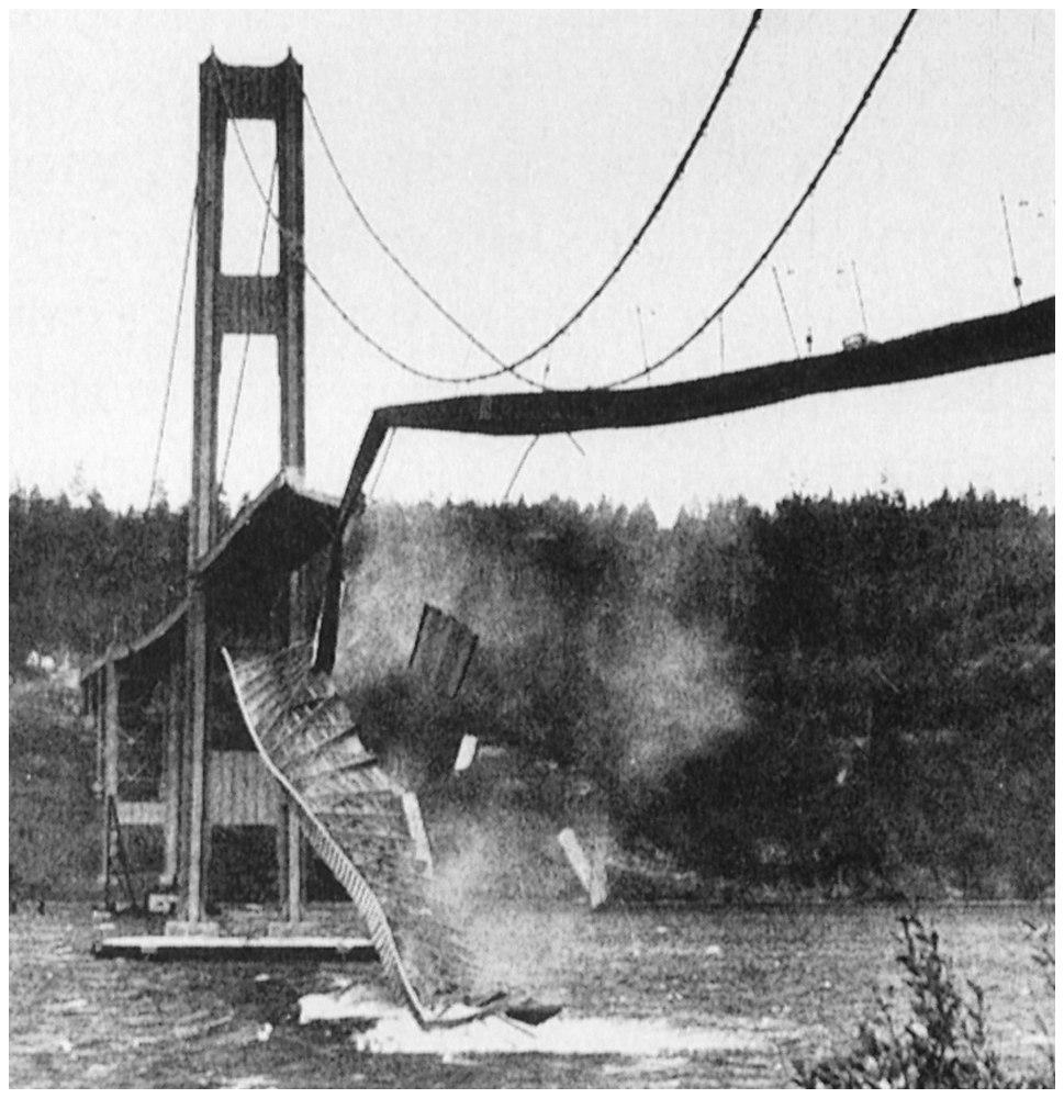 The combined force of the winds and internal stress was too great for the bridge, and it self-destructed. No one was killed, as the bridge had been closed because of previous swaying.