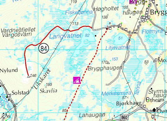 Skatvikfjellet: 150 poeng Vanskelighetsgrad: middels krevende Skatvikfjellet (466 moh.) kan nås fra flere steder. Vi har valgt ei løype som starter ved Kvesmebolhågen, ca.