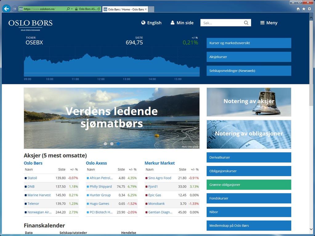 Meldinger og finanskalender: Man blir autorisert til å lagre og offentliggjøre meldinger for eget selskap/lån samt å innrapportere og automatisk offentliggjøre finanskalender.