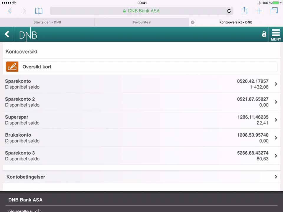4 4) Trykk på den kontoen du ønsker å se kontooversikten til 5 Her har du oversikten som viser all