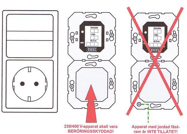 KNX installasjon KNX ssociation krav: Bussapparat i kombinasjon med 230V-apparater Isolasjonsskille mellom apparatene skal monteres i flerkammerbokser