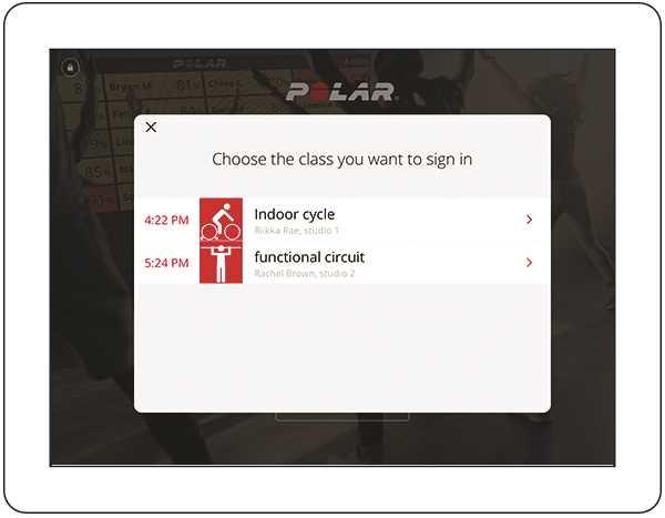 2Klassen velges ved å trykke på den. Etter valg av klasse begynner Polar Club-appen å søke etter kompatible enheter.