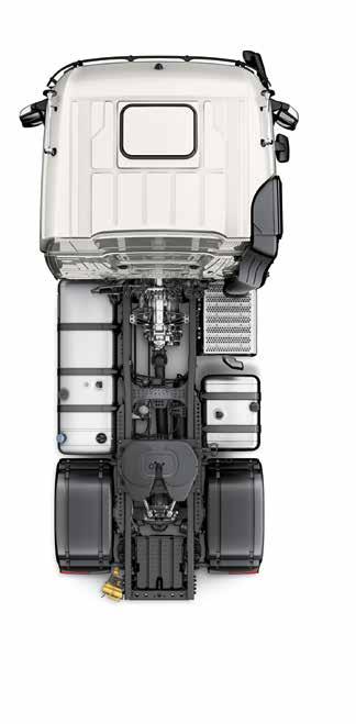 Eksempel tankvariant 4x2 Actros trekkvogn, (akselavstand 3700 mm): 1300 l diesel, 90 l AdBlue.