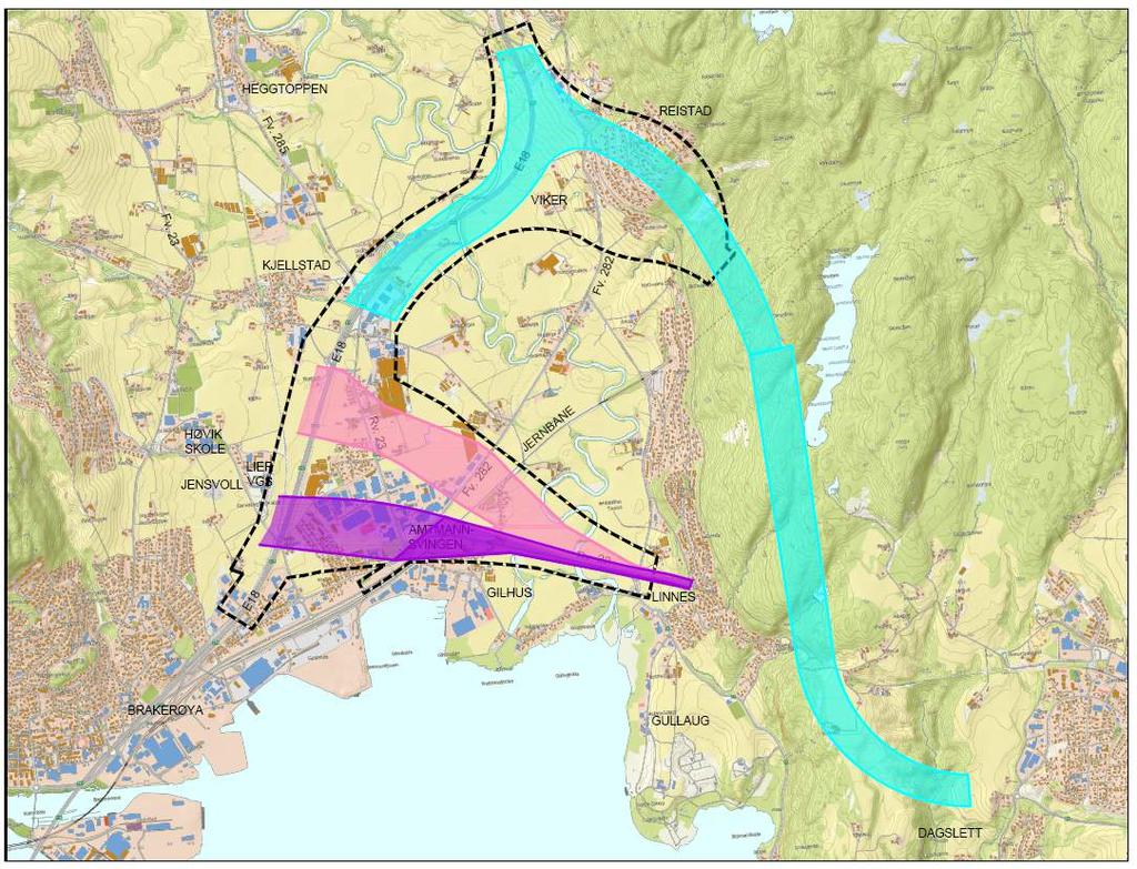 20 4. Alternative korridorer vi utreder videre Tidligere planarbeider, ideseminar med fagpersoner, åpent møte og innspill fra nærmiljøet har generert mange forslag til vegtraseer og kryssløsninger.