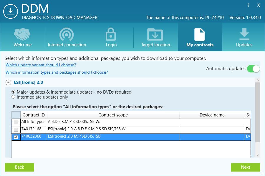 Online-oppdateringene vil være tilgjengelige fra Diagnostics Download Manager (DDM).