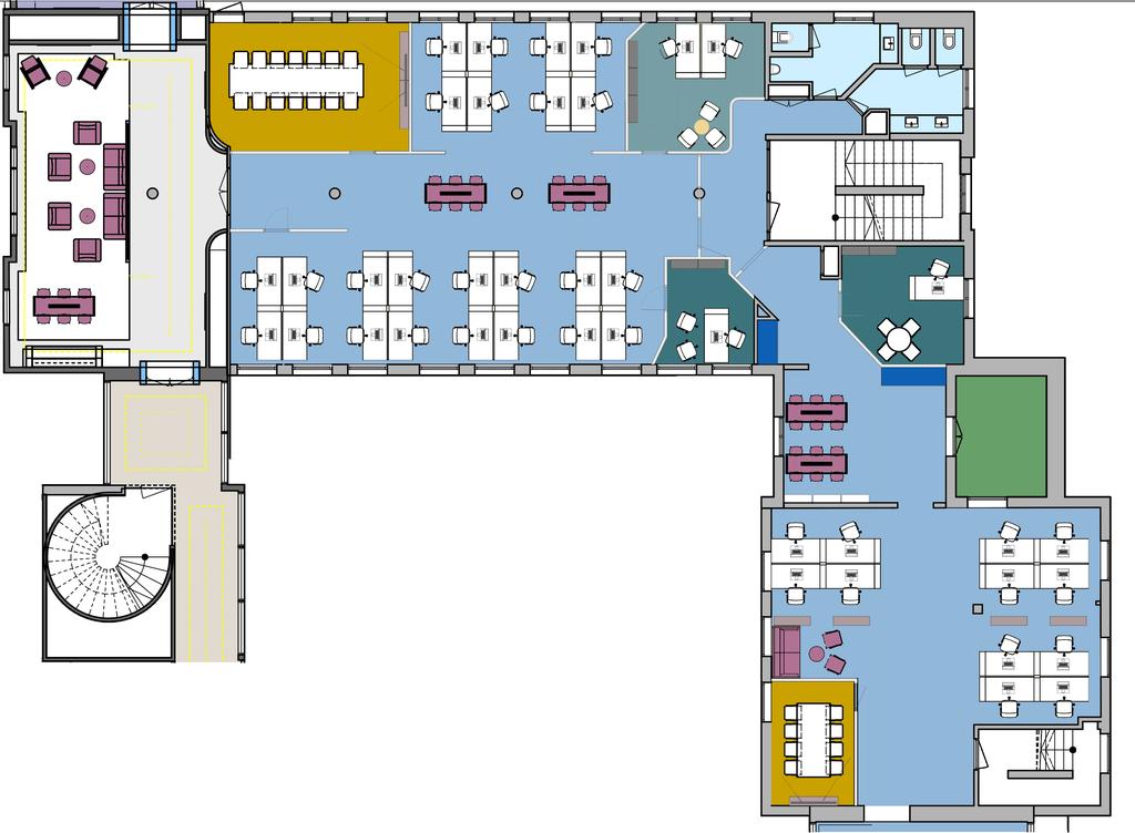 1. ETASJE 600m2 Toaletter Arbeidsplasser 36 stk.