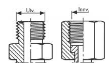 45,0 42,8 35 M52 x 2,0 52,0 49,8 42 S=sterk serie 24 konisk Gjenge -utv. -innv.