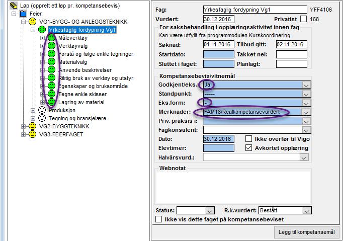 Rutine 2 Godkjenning av Yrkesfaglig fordypning på grunnlag av praksis. (210t praksis som grunnlag til fritak i YFF4106 og 316t praksis for fritak i YFF4209).