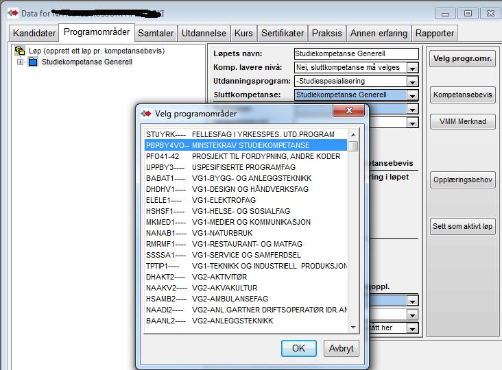 REGISTRERING SAMTALER REALKOMP.VURDERING OPPLÆRING DOKUMENTASJON RYDDING VEDL. Registrering av fellesfag, yrkesfag Marker Programområde FELLESFAG I YRKESSPES.UTD.