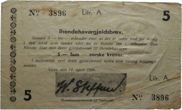 79 1-12 000 135 General Steffens, 10 kroner, Voss, 14.april 1940. Litr.B No.2048. Rifter/tears RN.