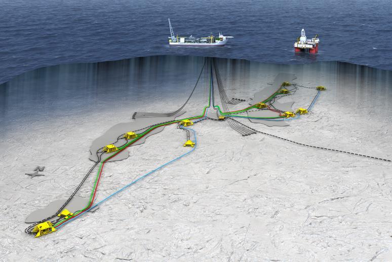 Maksimal forventet varighet av en utblåsning (tid til boring av avlastningsbrønn) Havis (883 kg/ m 3 ) Drivis (838 kg/ m 3 ) 70 døgn Den valgte utbyggingsløsningen innebærer havbunnsinstallasjoner,