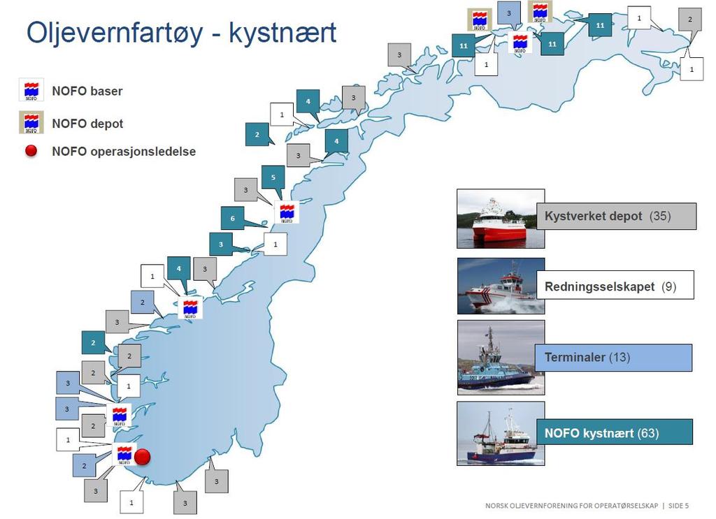 Responstid for slepefartøy (>120 NM nord for Polarbase) Redningsskøyter Tid til å sette lenser på sjøen / klargjøre dispergering ombord Sleipner/Volve: 6 time Balder: 6 timer Oseberg: 6 timer Troll: