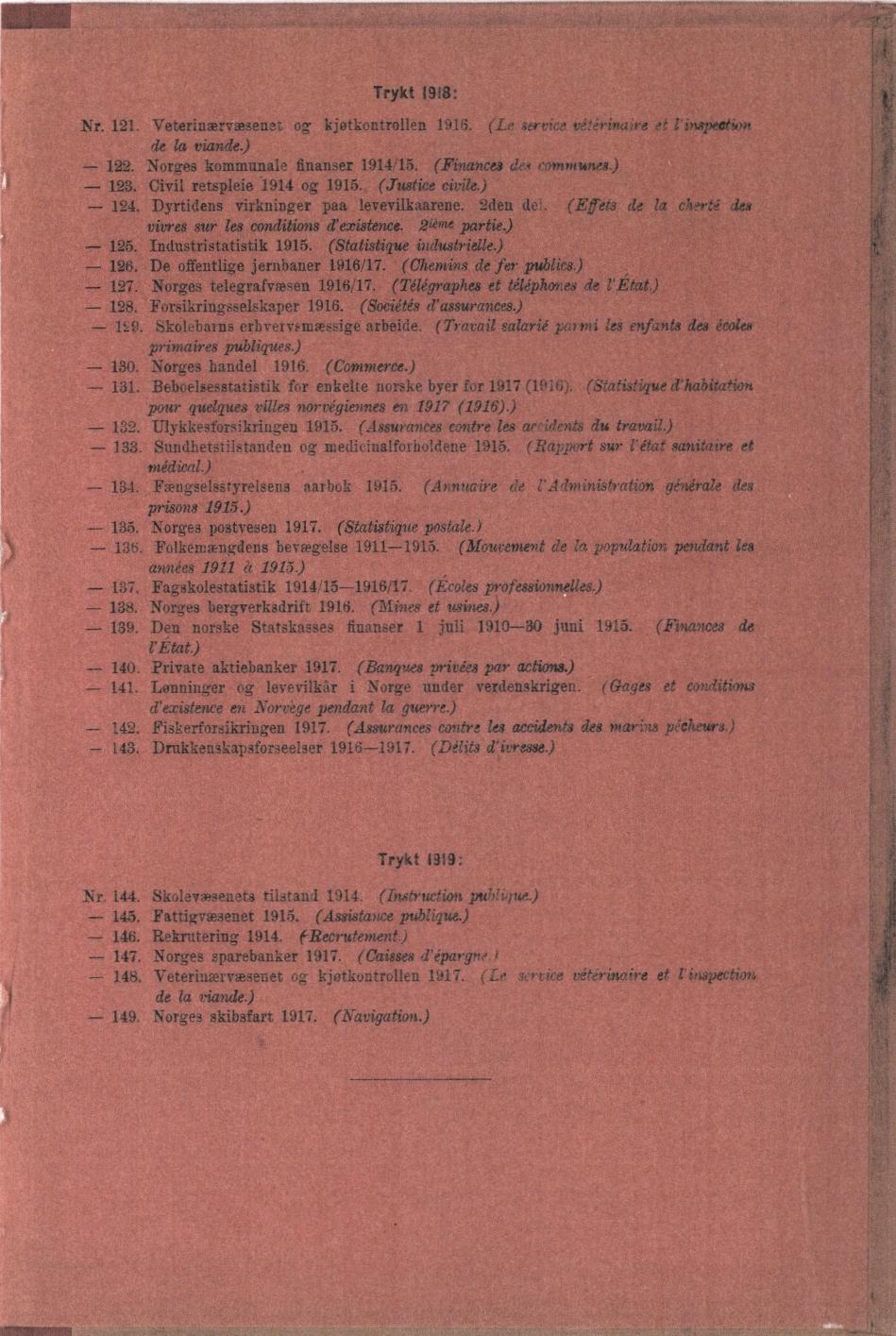 t 1918: Nr. 11. Veterinærvæsenet og k - - llen 1916. (Le Sfr vice tie:e:rin re et l'iturpeett'ort de la viande.) 1. Norges kommunale finanser 1914/15. (Finances des communes) 13.