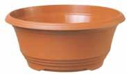 Runde blomsterpotter Lettpotter (=L) og vanlige sprøytestøpte potter (=S) finnes i sort som standardfarge, og terracotta som bestillingsvare.