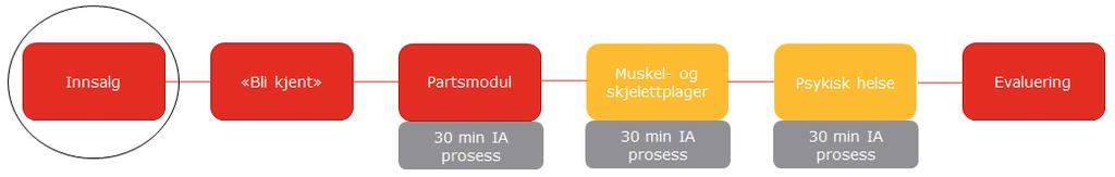 12.2.2 Modell 2 med IA-prosesser mellom leveransene 12.2.2.1 Innsalg: Som modell 1 12.2.2.2 «Bli-kjent-fase»: Som modell 1, men i tillegg settes mål for deltakelse inn i «IA mål og handlingsplan» der