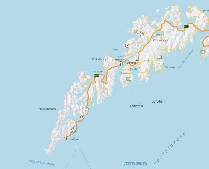 Lofoten brann- og redningsvesen 3 Systembeskrivelse Figur 14: Oversikt tunneler i Vest-Lofoten