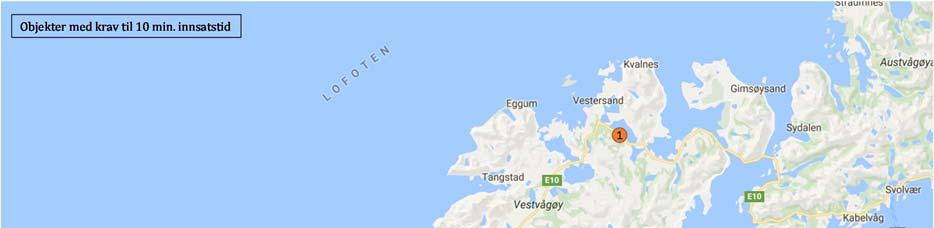 Lofoten brann- og redningsvesen 3 Systembeskrivelse 3.5 Særskilte objekter 3.5.1 Objekter med krav til 10 min innsatstid Figur 18.