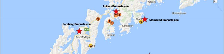 Det er registrert 14 objekter i regionen med krav til 10 minutters innsatstid. Objekt nr.