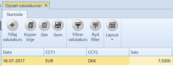 Hvis du handler i fremmed valuta, er det hensiktsmessig, å kunne inntaste beløp i fremmed valuta og få det omregnet automatisk til dagskurs.