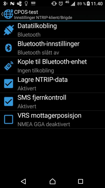 C3 Velg Bluetooth hvis UHF modem er koplet til blåtann-adapter.